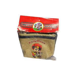 NEW Vintage Pretty Minnie Canvas Coin Purse Tan & Blue / Red Hat